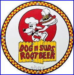 Vintage Dogs-n-suds Root Beer Porcelain Sign Pepsi Coke Piggly Wiggly Innout Gas