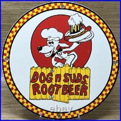 Vintage Dogs-n-suds Root Beer Porcelain Sign Pepsi Coke Piggly Wiggly Innout Gas