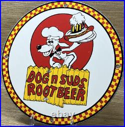 Vintage Dogs-n-suds Root Beer Porcelain Sign Pepsi Coke Piggly Wiggly Innout Gas