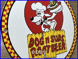 Vintage Dogs-n-suds Root Beer Porcelain Sign Pepsi Coke Piggly Wiggly Innout Gas