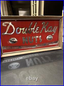 Vintage Double Kay Nuts Sign Nut Warmer Header Advertising Marquee Glass 1924