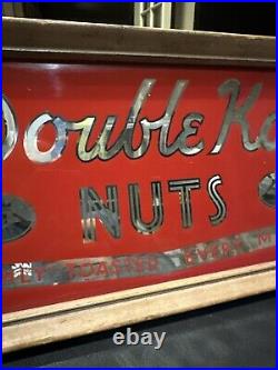 Vintage Double Kay Nuts Sign Nut Warmer Header Advertising Marquee Glass 1924