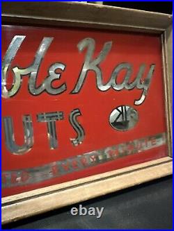 Vintage Double Kay Nuts Sign Nut Warmer Header Advertising Marquee Glass 1924