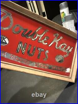 Vintage Double Kay Nuts Sign Nut Warmer Header Advertising Marquee Glass 1924