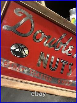 Vintage Double Kay Nuts Sign Nut Warmer Header Advertising Marquee Glass 1924