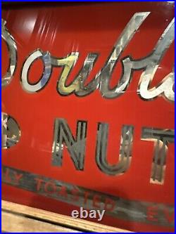 Vintage Double Kay Nuts Sign Nut Warmer Header Advertising Marquee Glass 1924