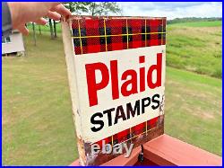 Vintage Double Sided Plaid Stamps Sign (Very Rare)