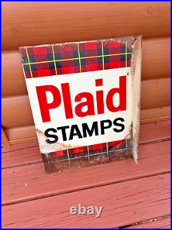 Vintage Double Sided Plaid Stamps Sign (Very Rare)