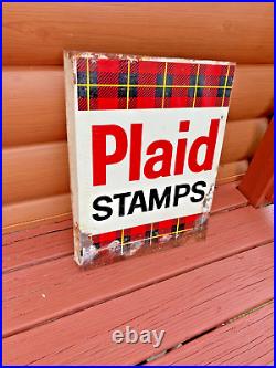 Vintage Double Sided Plaid Stamps Sign (Very Rare)