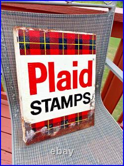 Vintage Double Sided Plaid Stamps Sign (Very Rare)