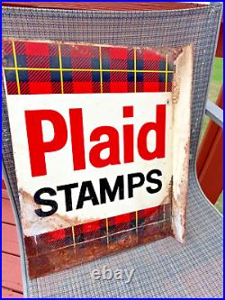 Vintage Double Sided Plaid Stamps Sign (Very Rare)