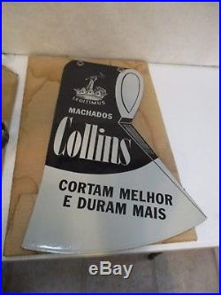 Vintage Double Sided Porcelain Collins Axe Sign