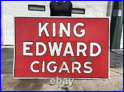 Vintage Double Sided Porcelain King Edward Cigars Sign 70 x 46 Garage Pub Bar