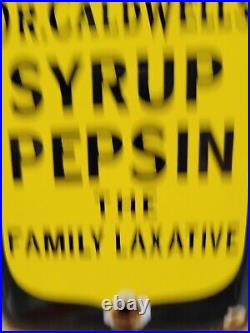 Vintage Dr Caldwells Porcelain Sign Syrup Pepsin Laxative Remedy Pharmacy Cure