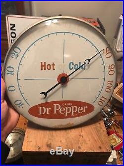 Vintage Dr Pepper Advertising Sign Thermometer Pam Clock Hot Cold