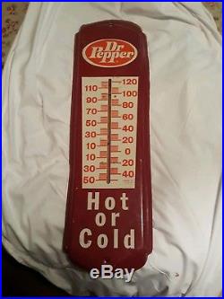 Vintage Dr Pepper Drink Soda Pop Cola Advertising Metal Thermometer Sign Rare