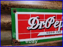 Vintage Dr Pepper Porcelain Sign Soda Beverage Advertising Drink Food Store Pop