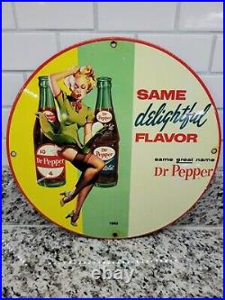 Vintage Dr Pepper Porcelain Sign Soda Beverage Soft Drink Cola Gas Station Oil