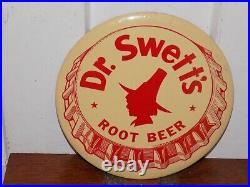 Vintage Dr. Swett's Root Beer Tin Over Cardboard Advertising Sign NOS