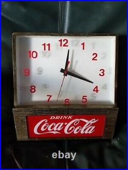 Vintage Drink Coca-Cola Clock Light Lamp Sign Coke Antique Advertising