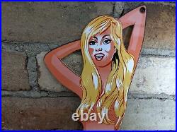 Vintage Dunlop Tires Porcelain Advertising Sign Tire Blonde Girl 15 X 5