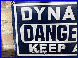 Vintage Dynamite Dangerous Keep Away Porcelain Metal Caution Sign 24 X 12
