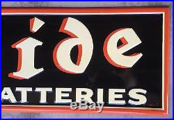Vintage EXIDE BATTERIES 1940's Sign Embossed