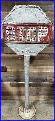 Vintage Early 1900'S Solid Iron Stop Sign Prestigious Shaker Heights, OH Cat Eye