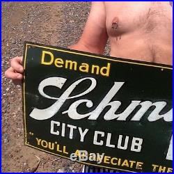 Vintage Early lg 30in Jacob Schmidt City Club Beer Brewery Metal Sign St Paul MN