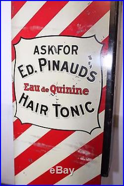 Vintage Ed. Pinauds Aftershave Hair Tonic BarberPole Shop Advertising Flange Sign