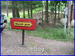 Vintage Electric 1990's McDonalds Thank You Sign On A Heavy Steel Mounting Post