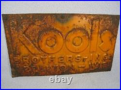 Vintage Embossed Metal Kools Brothers INC. Farm Blowers Sign 13 L. X 7 1/2 W