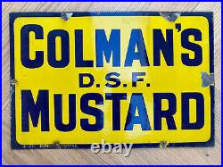 Vintage Enamel Colmans dsf Mustard One Sided Advertising Sign
