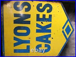 Vintage Enamel Sign Lyons Cakes Double Sided Sign With Wall Mounting Flange