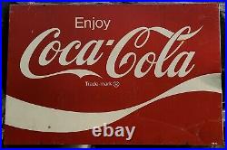 Vintage Enjoy Coca Cola Trade-Mark Metal Advertising Sign 36×24 AM 41