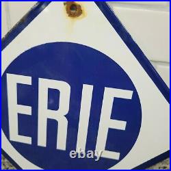 Vintage Erie Railroad Porcelain Sign Old Northeast Train Lackawanna Rail Gas Oil