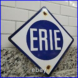 Vintage Erie Railroad Porcelain Sign Old Northeast Train Lackawanna Rail Gas Oil