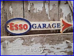 Vintage Esso Sign Gas Station Oil Service Garage Arrow Repair Shop 19 Cast Iron