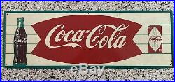 Vintage ExtremelyVintage Coca Cola fishtail sign with Bottle & Diamond Can