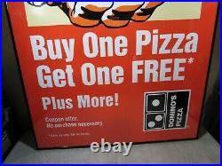 Vintage Exxon Tiger Domino's Pizza Buy 1 Get 1 Poster NOS Rare HTF Sign No Frame