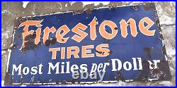 Vintage FIRESTONE TIRES GAS STATION OIL PORCELAIN Advertising SIGN