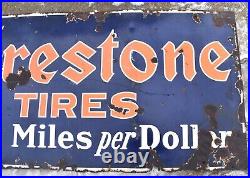 Vintage FIRESTONE TIRES GAS STATION OIL PORCELAIN Advertising SIGN