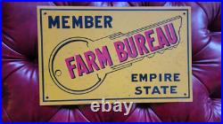 Vintage Farm Bureau Sign, New York Empire State Tin Farm Bureau Sign, Nice