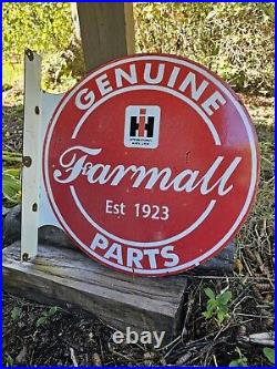 Vintage Farmall Porcelain Double-sided Flange Sign International Harvester