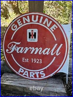 Vintage Farmall Porcelain Double-sided Flange Sign International Harvester