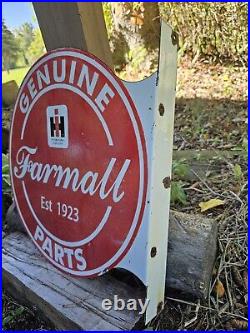 Vintage Farmall Porcelain Double-sided Flange Sign International Harvester