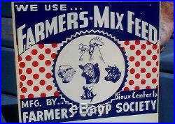 Vintage Farmers Coop Feed Farm Metal Sign Cow Pig Chicken Sheep Graphic 12X12