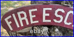 Vintage Fire Escape Sign Wood Hand Painted 1940s Double Side