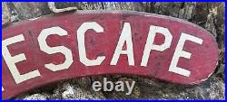 Vintage Fire Escape Sign Wood Hand Painted 1940s Double Side