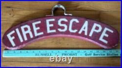 Vintage Fire Escape Sign Wood Hand Painted 1940s Double Side